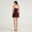 Women's Satin Ruched Mini Dress Square Neck Corset Bodycon Party Dress