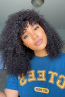 Three images of a person with curly hair wearing a blue shirt with yellow text, Obroi