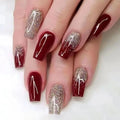 Nail Simple Love Design Mid-length Ballet Wearable Lines Square Press on Nails Art