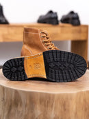 Handmade Mens Retro Real Suede Leather Mid Heel Shoes Work Lace Up Thick Platform Wear Resistant Boots