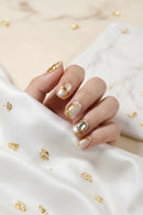 10pcs/bag Handmade Press On Nails Short Round Luxury Cat Eye Fake Nails Reusable Crystal Floral Smudge Acrylic False Nail Tips
