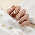 10pcs/bag Handmade Press On Nails Short Round Luxury Cat Eye Fake Nails Reusable Crystal Floral Smudge Acrylic False Nail Tips