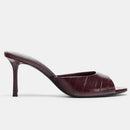 Luxury Thin High  Women Textured Top Design Slide Sandal for Ladies Peep Toe Elegant Designer Heels