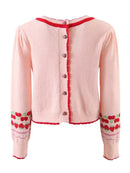 Women Sweet Pink Strawberry Cherry Thin Knit Sweater Female Crop Pullover Autumn Tops