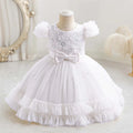 Appliques Baby Birthday Party Dress Beading Sequins Flower Girl Gown for Weddings Princess