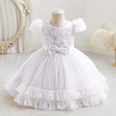 Appliques Baby Birthday Party Dress Beading Sequins Flower Girl Gown for Weddings Princess