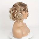 Golden Brown Ombre Short Curly Synthetic Wig Bob with Woolly Curls