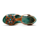 Women Luxury Medium Heel Sandals 5cm Leather Summer Heels Hollow Pumps