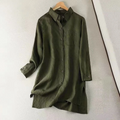 Linen Shirts Women Vintage Mid-length Tops Single Breasted Spring