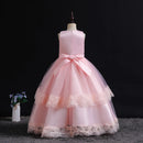 Bridesmaid Flower Girl Dress For Wedding Party Elegant Kids Bow Long Gown