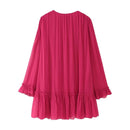 Women Wrinkled Effect Mini Dress Ruffle Casual Holiday Summer Dresses Female