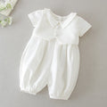 Baby Boy Infant Suit Ivory Satin Newborn Jumpsuits with Hat Toddler Clothes 0 12 24 Months