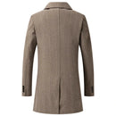 Men's Double Breasted Wool Coat Trench Men Casual Woolen Jacket Male Warm Windbreak Overcoat