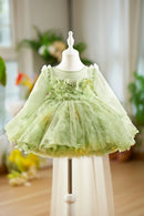Flower Girl Dress Long Sleeve Pearls for Baby Kids Wedding Birthday Party Pageant Ball Gown
