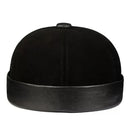 Hats Winter Warm Soft Genuine Leather Retro Round Skull Caps Casual Landlord Bonnet Bone Brimless Docker Beanie