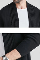 Autumn Winter Knit Men's Cardigan Slim Fit Sweater Simple Male Retro Solid Casual Outwear Long Sleeve Thick Cardigans