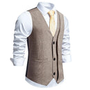Vintage Suits Vest Waist Coat Men Formal Plaid V-neck Business Mens Vest Jacket