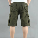 Summer Cargo Shorts Men Cotton Casual Shorts Classic Outdoor Solid Knee Length Pants Straight