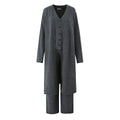 Gray long-sleeve top and pants set on a white background, Obroi