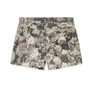Floral High Waist Denim Shorts Straight Fit Retro Flower Design