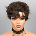 Short Pixie Cut Wig Human Hair Lace Front Wig for Women Textured Layered Side Bang Natural Hairline