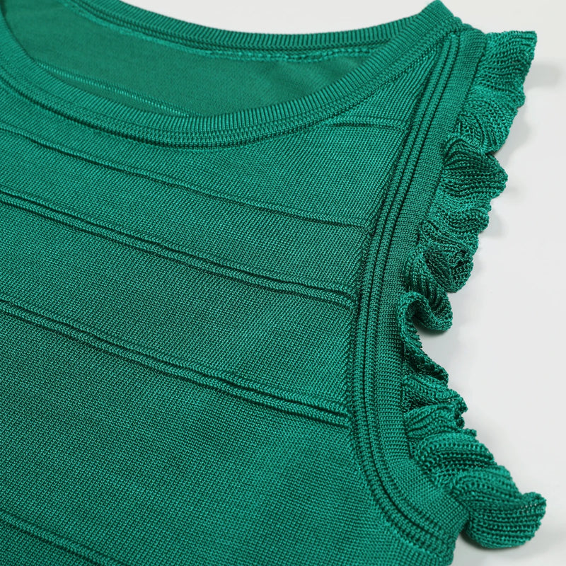 Summer Striped Elastic Hollow Sleeveless Ladies' Short Knitted Top skirt Women's Set