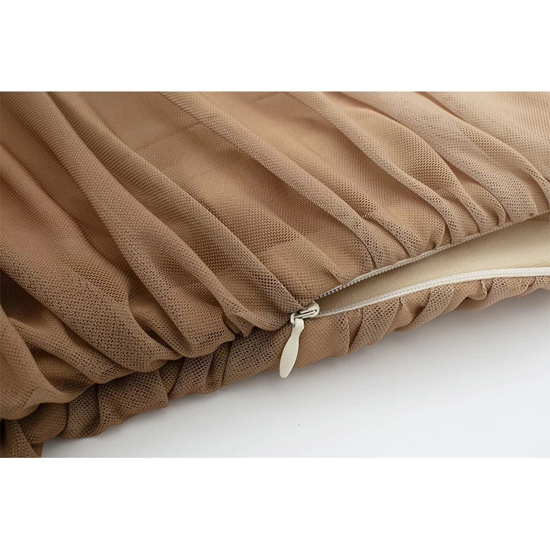 Women Vintage Ruched Mesh Sling Dress Party