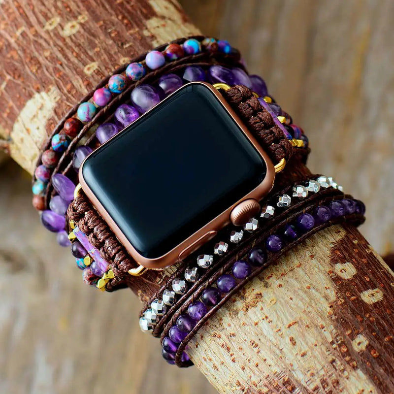 Watch Band 38-45MM Stones Beaded Bracelet Strap for Iwatch Series 1-7 Bohemia Ethnic Trendy Wristband