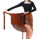 Womens Latin Dance Skirts Ballroom Dance  Performance Costume Lace-Up Fringed Hip Scarf Tassel Waltz Skirt