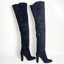 Black suede over-the-knee boots on a white background, Obroi