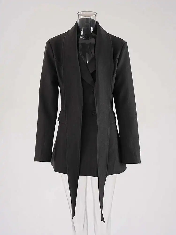 Lady Blazer Coat Long Sleeves Slim Waist Double Breasted Female Coats