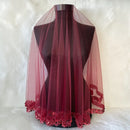 Burgundy Bridal Veil and Beaded Belt Set, Wedding Accessories
