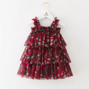Sleeveless Children's Cake Dress Princess Girls Mesh Dance Dresses Birthday Baby Dress 1-7Y