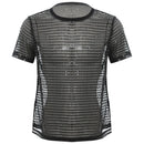 Men Mesh Hippie T-shirt Top Short Sleeve Blouse See Through Sheer Classic Tee Top