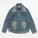 Autumn American Retro Denim Cargo Shirt Men's Pure Casual Loose Blouses Thin Jacket