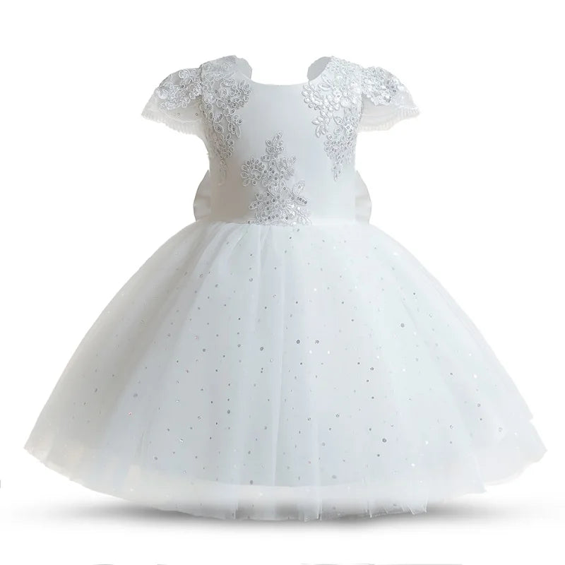 Girls Floral Bridesmaids Princess Dresses Birthday Evening Party Bowknot Ball Gown Party Pageant Dress Kids Dresses
