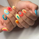 Handmade Nails Press on Short Hand Painted Lobster Fish Fruit Nail Art Homemade Strawberry Blueberry Stripe Press on Nails