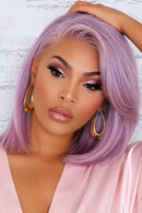 12inch Lavender Light Purple Short Bob Lace Front Wig - Straight Synthetic Wig Glueless