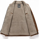 Corduroy Coat Men Warm Casual Solid Color Slim Fit Simple Lapel Windproof Coat