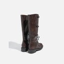 Pair of brown leather boots on a white background, Obroi