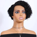 Clearance Blonde Brown Short Pixie Cut Curly Bob C Part Lace Front Human Hair Wigs For Women Remy Hair Wig