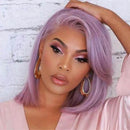 12inch Lavender Light Purple Short Bob Lace Front Wig - Straight Synthetic Wig Glueless
