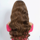 Long wavy brown hair wig on a white background, Obroi