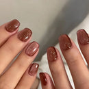 Cat Eye Nail Art Short Square Chic Fake Nail Detachable Finished False Nails Press on Nails
