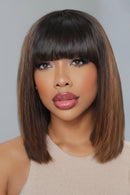 Straight Bob Human Hair Wig With Bangs Middle Part 4x2 Lace