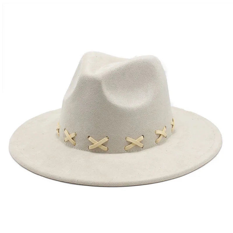 Heart Top Woolen With Flat Brim And Straight Edge Jazz Hat