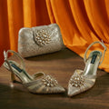 Rhinestone high heel shoe And Bag Pointed-Toe Shoes