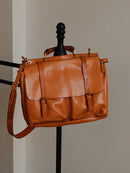 Handmade vegetable tanned men's women's briefcase casual luxury genuine leather laptop handbag