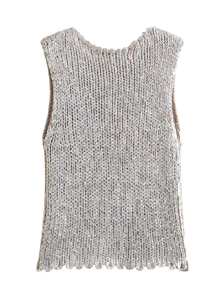 Women Knit Vest Autumn Sleeveless Female Waistcoat Crochet Solid Normcore Casual Lady Tops