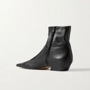 Square Toe Low Heels Black Leather Ankle Boots Sewing Side Zip Classic Women Short Boot
